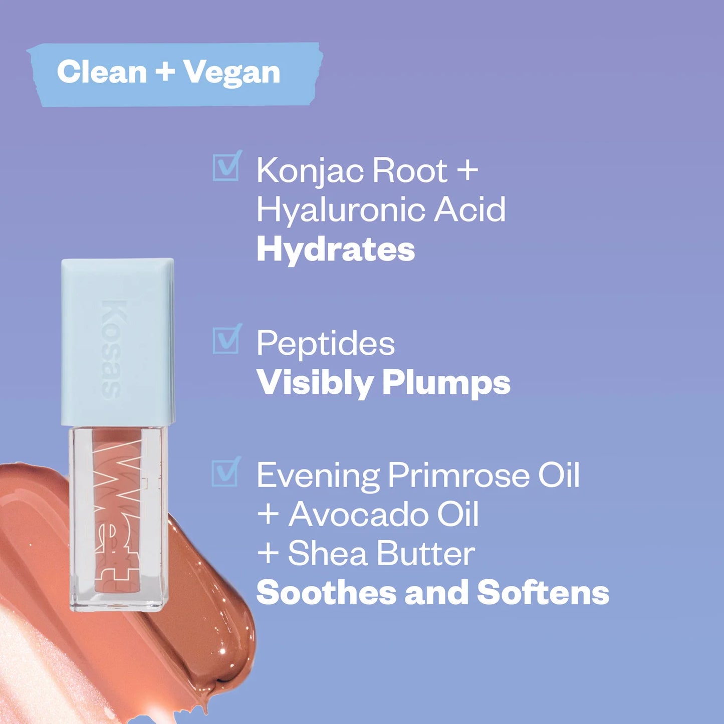 KOSAS Wet Lip Oil Gloss -Unbuttoned-
Plumping Peptide Lip Treatment Gloss