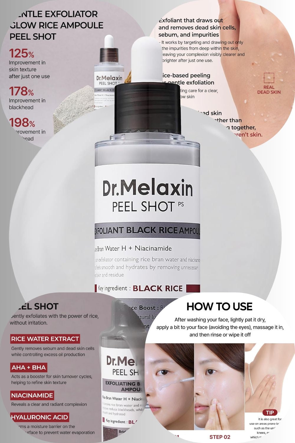 Dr.Melaxin Peel Shot Glow Black Rice Peeling Ampoule