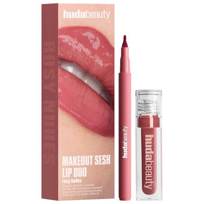 Huda Beauty Makeout Sesh Lip Duo - Rosy bombshell