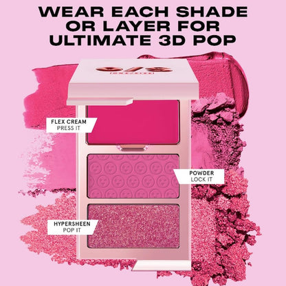 ONE/SIZE Cheek Clapper 3D Blush Trio Palette Shade- Gworly Pop