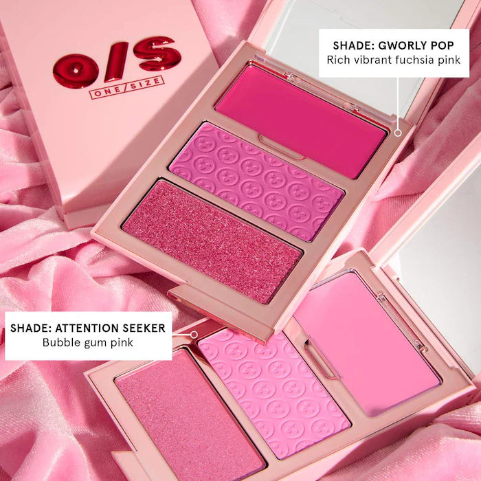 ONE/SIZE Cheek Clapper 3D Blush Trio Palette Shade- Gworly Pop