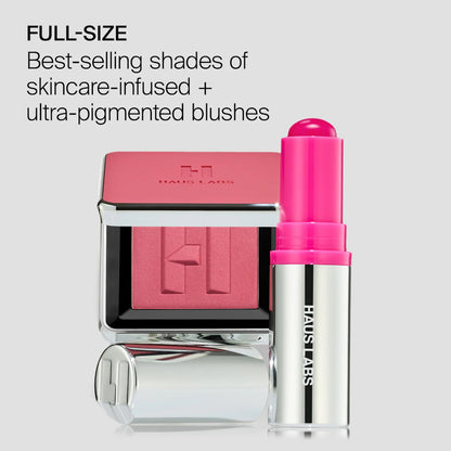 Haus Labs Color Fuse Glassy Blush Balm Stick + Powder Blush Set